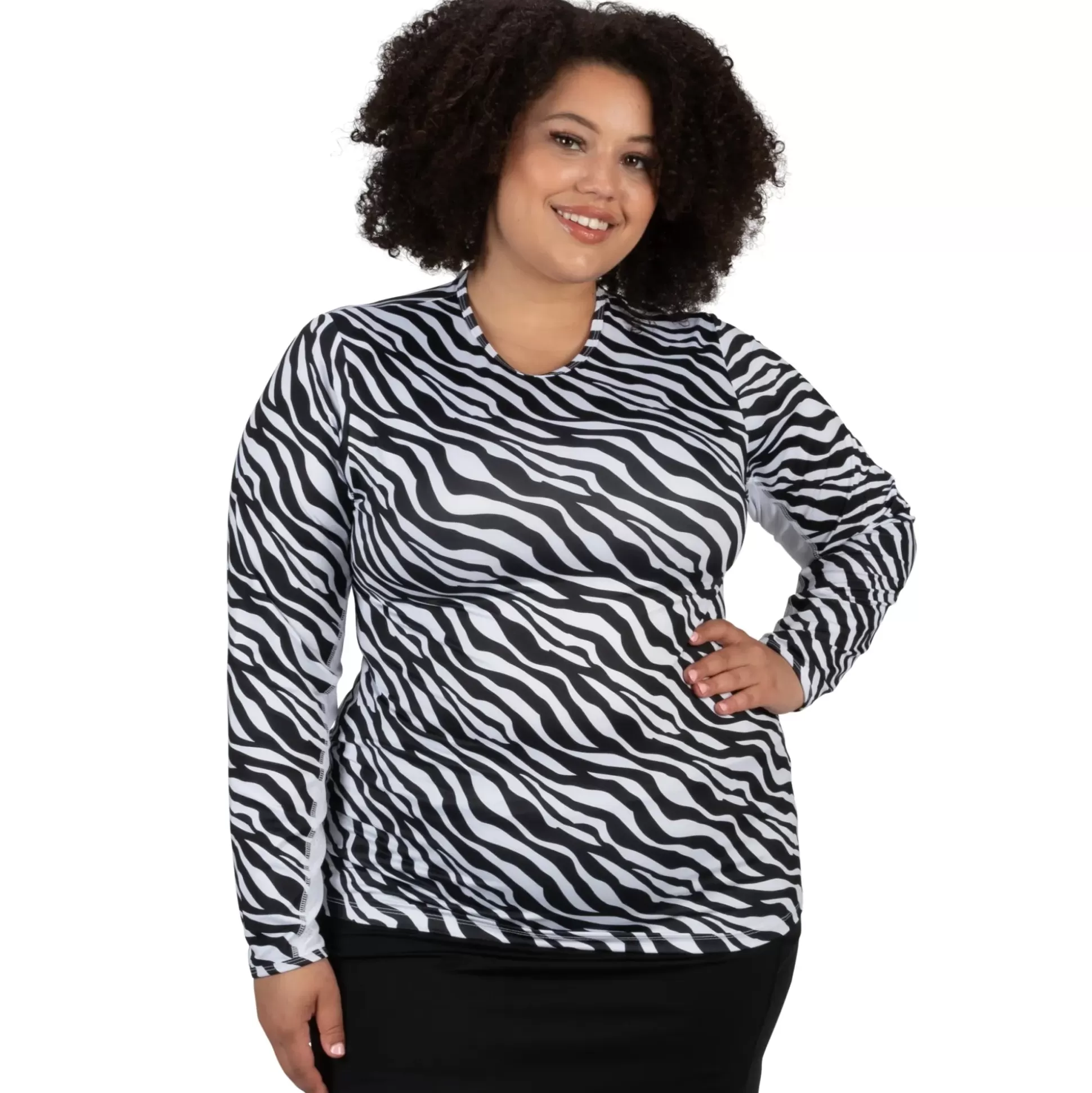 ASPIRATION^Nancy Lopez Aspiration Long Sleeve Roar Plus Black / White (Roar Print)