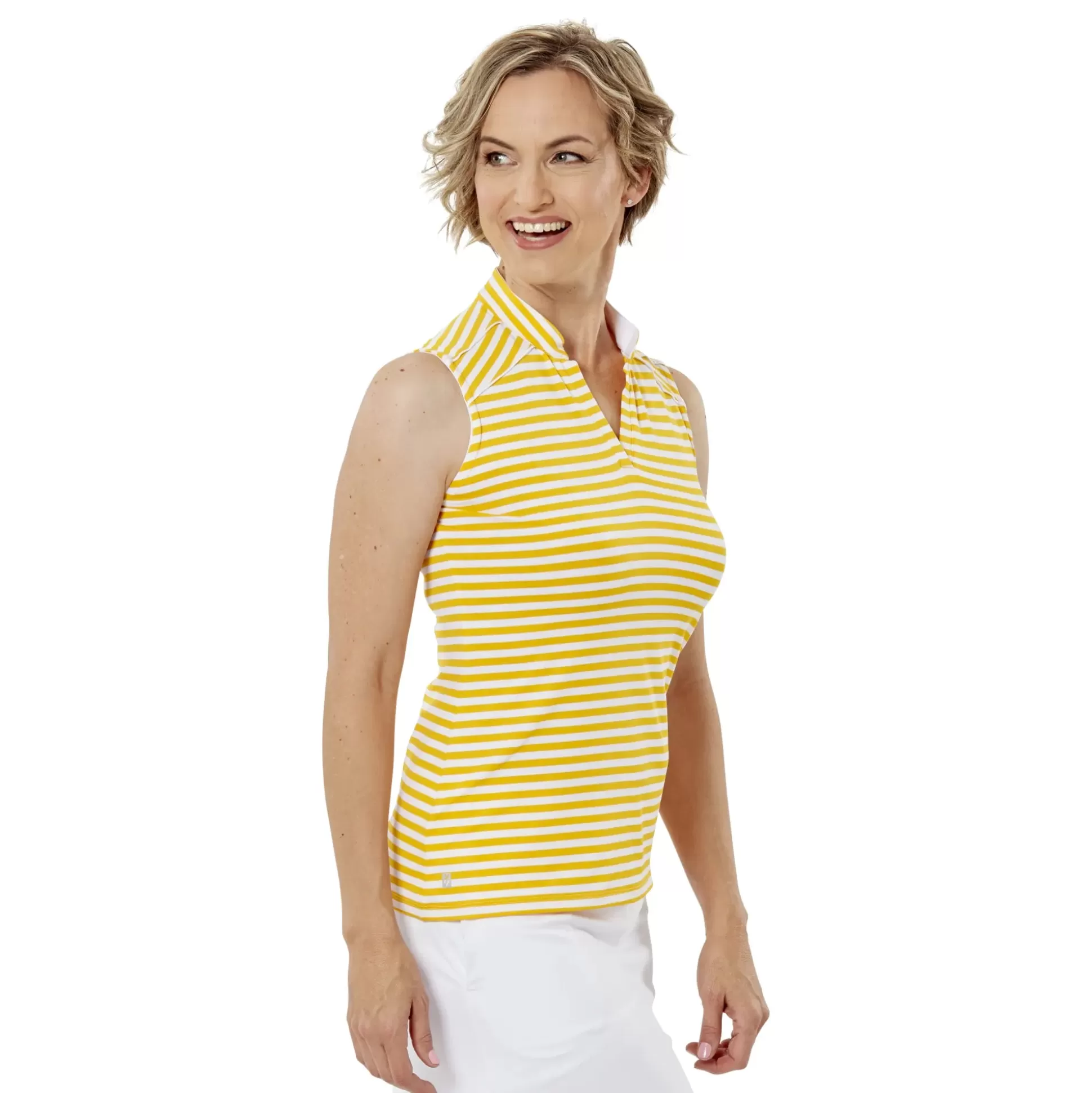 SLEEVELESS^Nancy Lopez Bold Sleeveless Polo Glow Multi