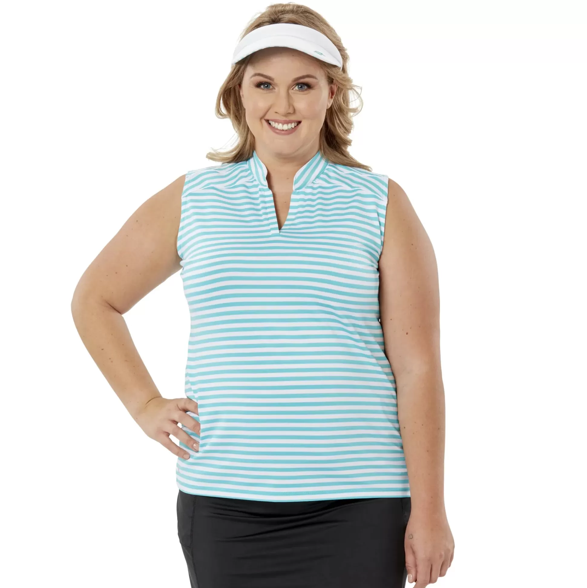 SLEEVELESS^Nancy Lopez Bold Sleeveless Polo Plus Scuba Multi