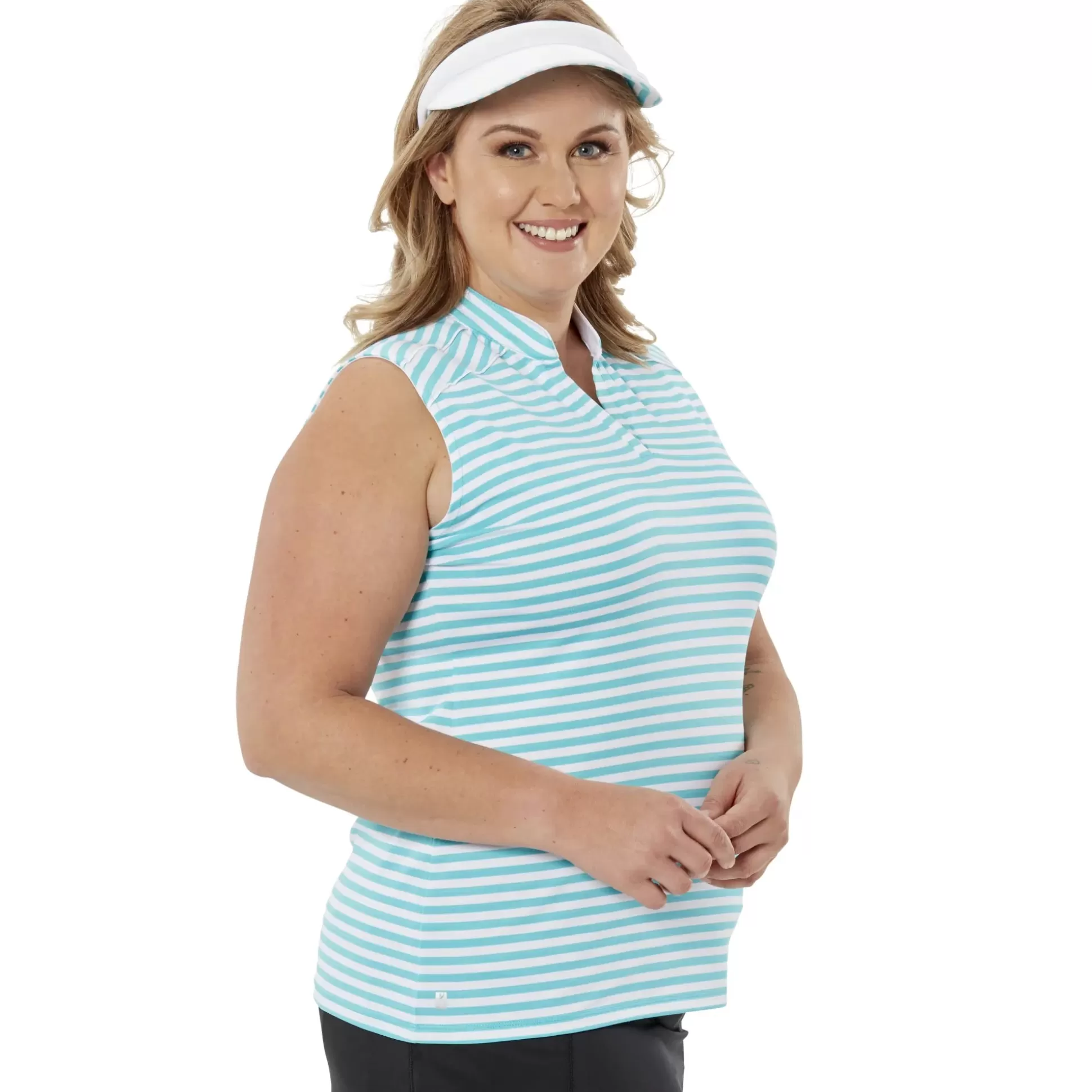 SLEEVELESS^Nancy Lopez Bold Sleeveless Polo Plus Scuba Multi