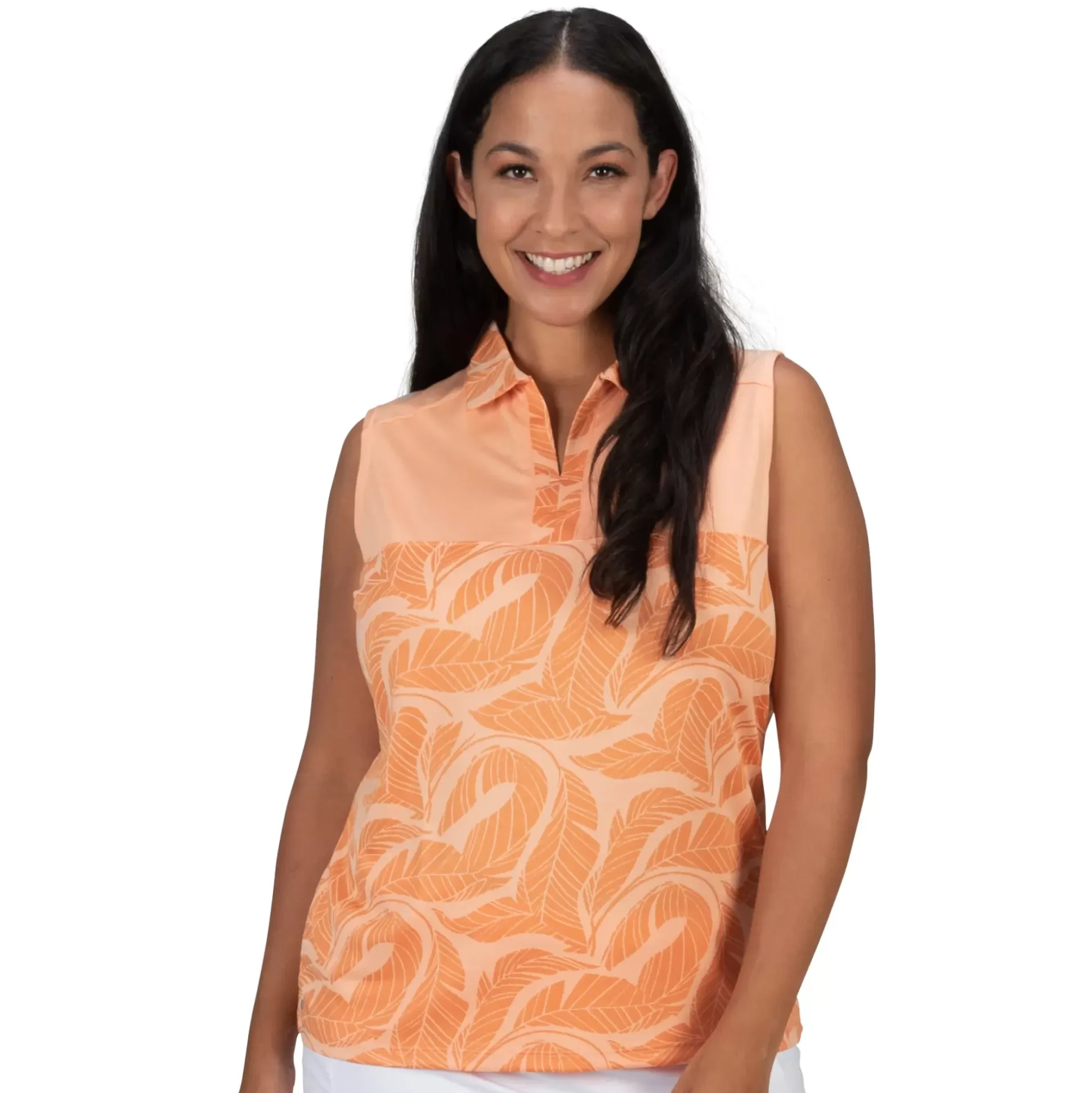 SLEEVELESS^Nancy Lopez Havana Sleeveless Polo Plus Sherbet