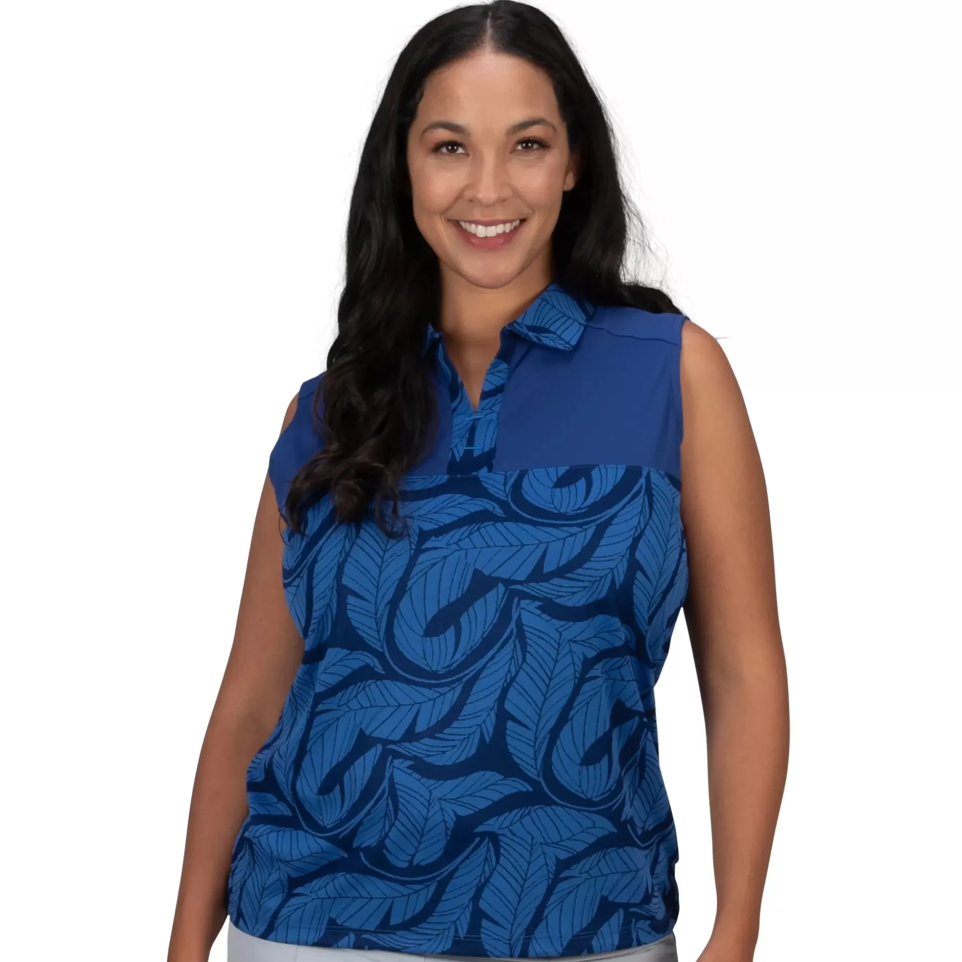 SLEEVELESS^Nancy Lopez Havana Sleeveless Polo Plus Navy