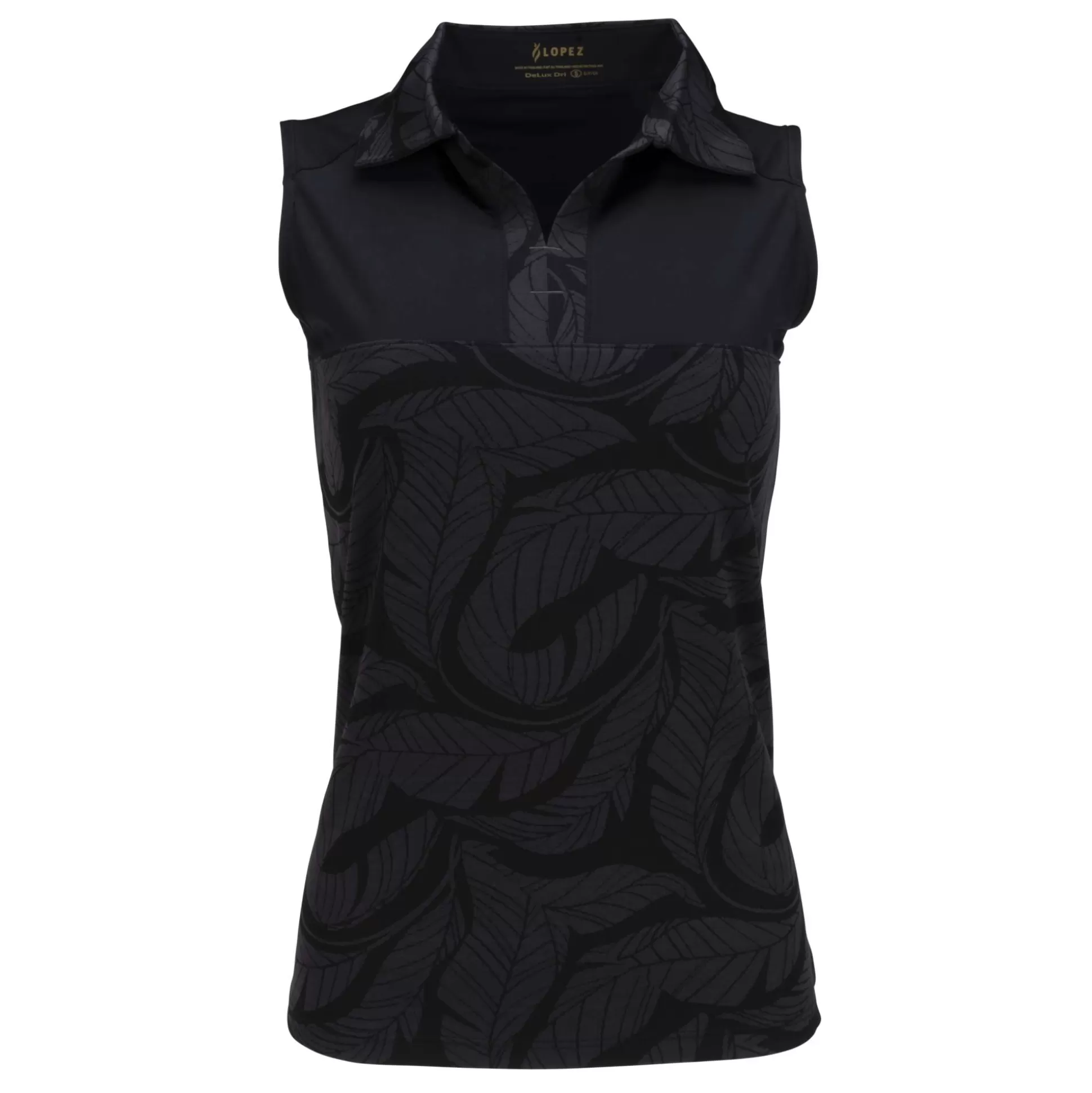 SLEEVELESS^Nancy Lopez Havana Sleeveless Polo Plus Black Multi